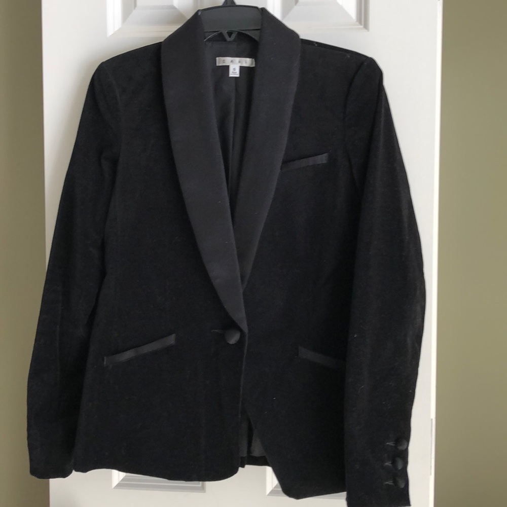 Cabi Black velvet tuxedo jacket